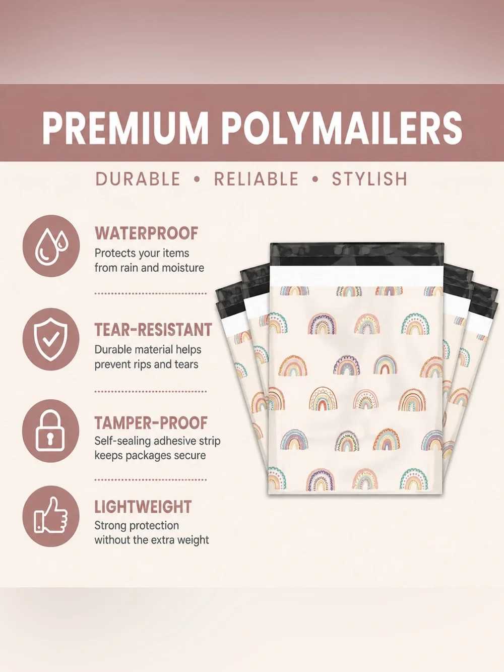 25 Rainbow Boho Polymailers 10x13 | Boho Shipping Bags | Boutique Packaging 🌈